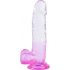 Sunfo - připínací, realistické dildo s varlaty - 22 cm (průsvitné fialové)