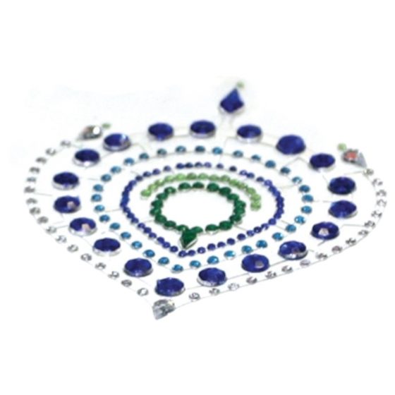 Sada intimních šperků s třpytivými diamanty - 3 kusy (zelenomodrá)