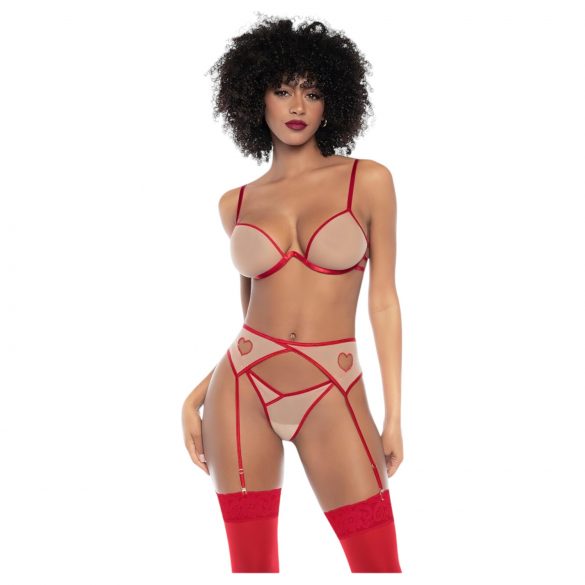 Mapalé - Ensemble de Soutien-Gorge 3 pièces avec Découpe (Rouge-Naturel)