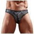 Tanga homme brillant avec insert transparent (noir)