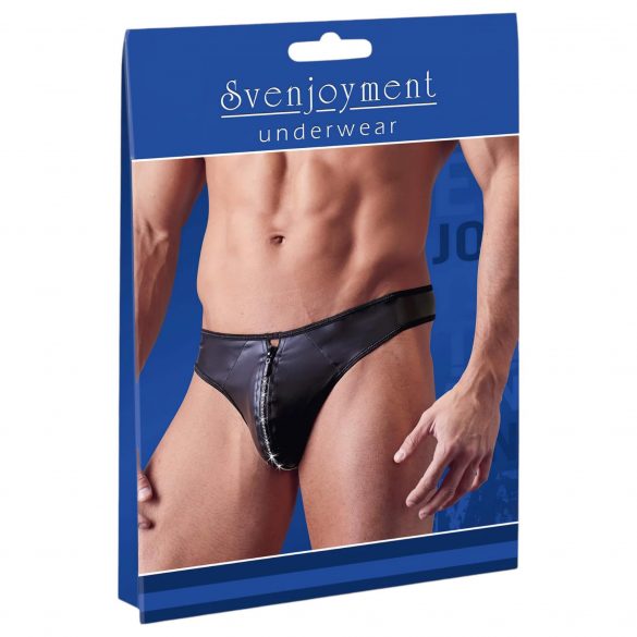 Svenjoyment - tanga homme brillant avec strass et zip (noir) - 2XL