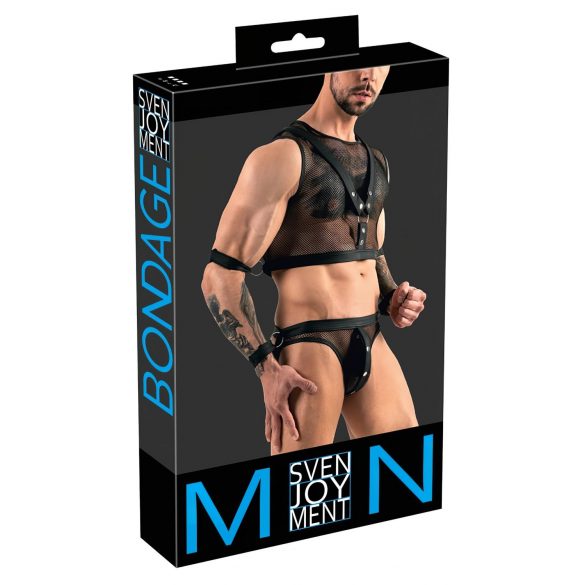 Svenjoyment Bondage - ensemble débardeur filet et slip jock (noir)