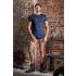 Haut homme noir avec dentelle et lacets (bleu) - M