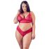 Cottelli Plus Size - zacht kant bh-set (rood) - 2XL