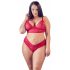 Cottelli Grande Taille - ensemble soutien-gorge en dentelle douce (rouge) - 4XL