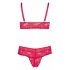 Cottelli Grande Taille - ensemble soutien-gorge en dentelle douce (rouge) - 4XL