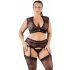 Cottelli Grande Taille - Ensemble de Lingerie en Dentelle avec Strass (Noir)