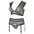 Cottelli Grande Taille - Ensemble de Lingerie en Dentelle avec Strass (Noir)