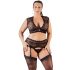 Cottelli Grande Taille - Ensemble de Lingerie en Dentelle avec Strass (Noir) - 2XL