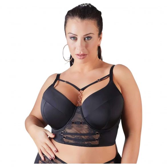 Cottelli Plus Size - krajková podprsenka s ramínky (černá)  - 95F