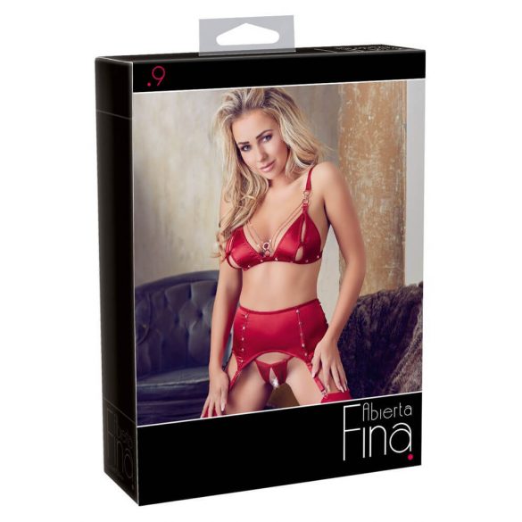 Abierta Fina - glinsterende ketting lingerieset (rood)