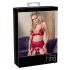 Abierta Fina - glinsterende ketting lingerieset (rood) - L