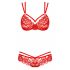 Obsessive 860-SET-3 - Ensemble de lingerie en dentelle rosée (rouge)