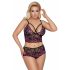 Cottelli Grande Taille - Ensemble soutien-gorge fleuri (noir-violet)