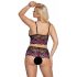 Cottelli Grande Taille - Ensemble soutien-gorge fleuri (noir-violet)