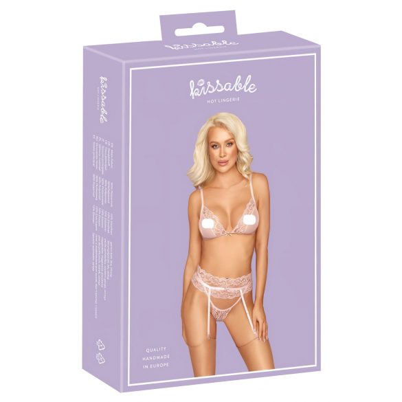 Kissable - Krajková souprava spodního prádla (růžová)  - L/XL