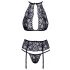 Ensemble soutien-gorge en dentelle à col (noir) - L/XL