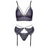 Cottelli - Ensemble lingerie dentelle 3 pièces (noir-violet)