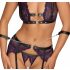 Cottelli Bondage - Lingerie Set with Hand Restraints (Black-Purple)  - M