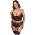 Cottelli Grande Taille - Ensemble Soutien-Gorge Porte-Jarretelles (noir-rouge)