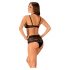 Obsessive Elizenes - ensemble soutien-gorge transparent à motifs (noir) - L/XL