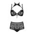 Obsessive Elizenes - ensemble soutien-gorge transparent à motifs (noir) - L/XL