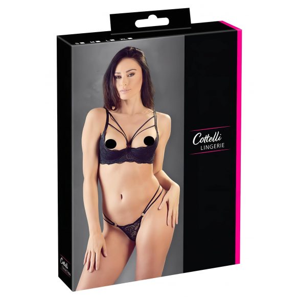 Cottelli - soutien-gorge et string à anneaux (noir) - 85B/L