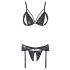 Cottelli - open kant lingerie set (zwart) - L