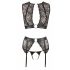 Cottelli Bondage - ensemble de lingerie rayé brillant avec dentelle (4 pièces)