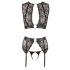 Cottelli Bondage - ensemble de lingerie rayé brillant avec dentelle (4 pièces) - M