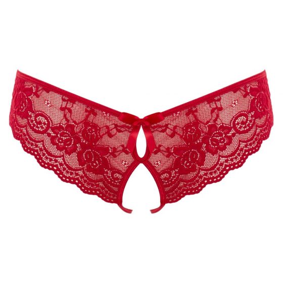 Cottelli - otevřené francouzské kalhotky s mašličkou (červené) - L