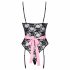 Cottelli - costume de soubrette transparent (noir-rose)