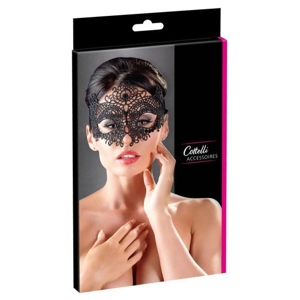 Cottelli - Geborduurd kantachtig masker (zwart)