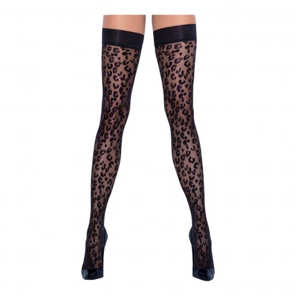 Cottelli Legwear - fixace stehen s potiskem pantera (černá)  - 3