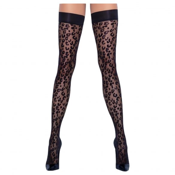 Cottelli Legwear - fixace stehen s potiskem pantera (černá)  - 3