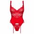 Obsessive Amor Cherris - ensemble en dentelle avec porte-jarretelles (rouge)