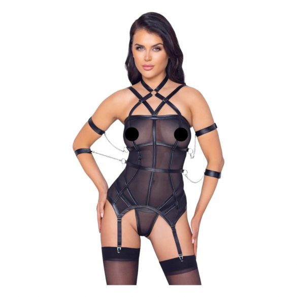 Cottelli Bondage - haut avec attaches et string (noir) - M