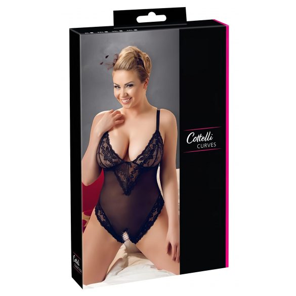 Cottelli Plus Size - krajkové body (černé)