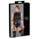 Cottelli Bondage - body sans manches brillant avec fixations pour les mains (noir) - XL