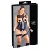 Cottelli Bondage - body ouvert brillant et menottes (noir) - XL