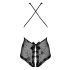 Obsessive Fiorenta - Body en dentelle ouvert avec perles (noir)