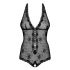 Obsessive Fiorenta - Body en dentelle ouvert avec perles (noir)