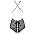 Obsessive Fiorenta - Body en dentelle ouvert avec perles (noir) - L/XL