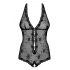 Obsessive Fiorenta - Body en dentelle ouvert avec perles (noir) - L/XL