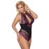 Cottelli Plus Size - bloemen body (zwart-paars)