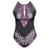 Cottelli Plus Size - body fleuri (noir-violet)