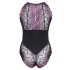 Cottelli Plus Size - body fleuri (noir-violet)