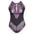 Cottelli Plus Size - body fleuri (noir-violet) - 2XL