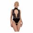 Abierta Fina - lace open body with rhinestones (black)  - M