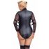 Cottelli Bondage Plus Size - krajkové body s rukávy (černé)  - 2XL